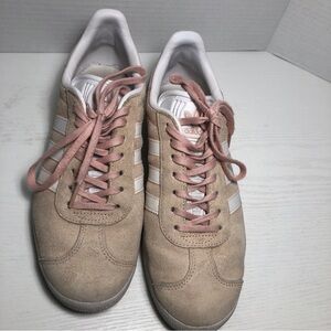 Adidas Gazelle Shoes Womens Size 9 Pink White Suede Classic Lace Up